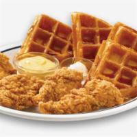 Country Style Chicken 'n Waffle · Our large classic Belgian style waffle topped with country style fried chicken nuggets. Brea...