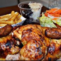 Family Platter · 1 whole chicken, 3 large sides of your choice. Potato salad, coleslaw, or large salad extra ...
