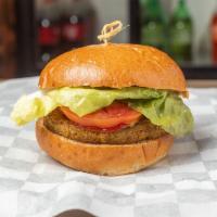 Veggie Burger · California Veggie patty (carrots, peas, broccoli and spinach) toppings are with Lettuce , To...