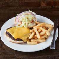 Cheeseburger Deluxe · Served with french fries.