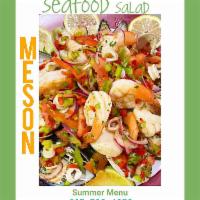 Seafood Salad · Mussels, calamari, shrimp, scallops.