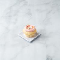 Dance Party Cupcake · Pink vanilla buttercream swirled onto vanilla butter cake with a sprinkling of colorful conf...