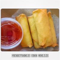 5 Vegetable Egg Roll · Chopped mixed vegetable wrapped in spring roll pastry and deep-fried served with sweet chili...