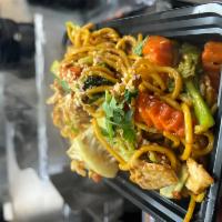 Yakisoba Nooddle · Yakisoba stir fried with egg, carrots, cabbage, bell pepper, green onion and sweet chili sau...