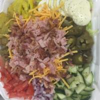Ham Salad · Lettuce,cucumbers,tomatoes,red onions,olives,pickles,banana peppers,jelepeno peppers,cheese,...