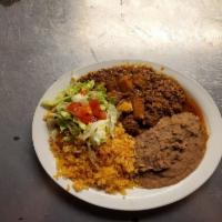 Picadillo Plate · Served with Rice and Beans