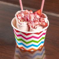 8 oz. Berry Good Time Ice Cream · Strawberry ice cream, strawberry, strawberry pocky and condensed milk.