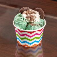 12 oz. Mint For Each Other Ice Cream · Mint chocolate chip ice cream, whipped cream, chocolate sprinkles and thin mint.