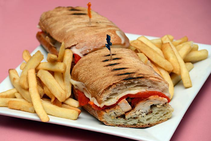 Grilled Lemon Chicken Panini · With mozzarella, roasted red peppers and balsamic vinaigrette.