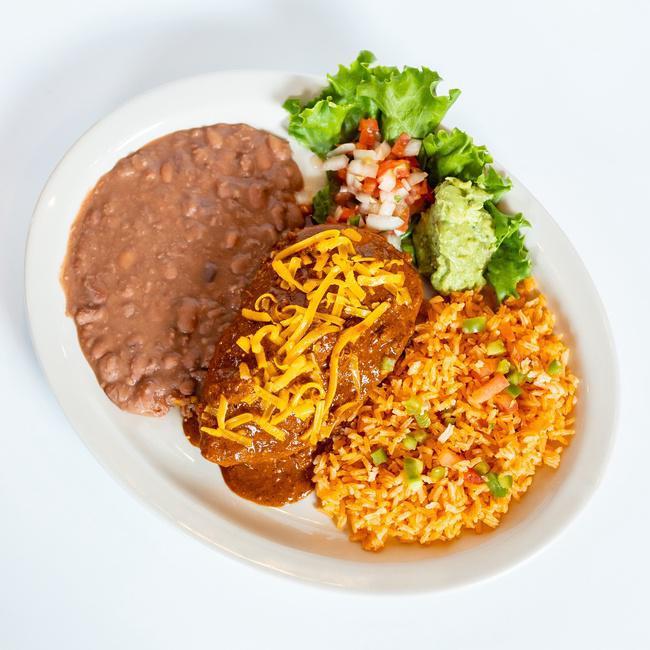 Chile Relleno · Homemade deep-fried, battered poblano pepper stuffed with beef OR blended cheeses & topped with choice of ranchero sauce OR chile con queso served with guacamole, rice & refried beans