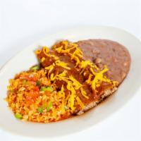Beef Enchilada Plate · seasoned ground beef with chili con carne