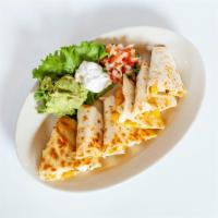 Fajita Quesadilla · served with a side of fresh-made guacamole, pico de gallo and sour cream