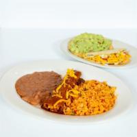 Juarez Plate · one cheese enchilada, one picadillo beef taco & one guacamole tostada
