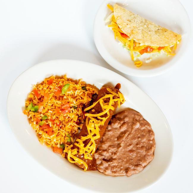 Miguelito Plate · one cheese enchilada & one beef picadillo taco