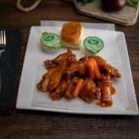 Party Wings · Served with carrots and dinner roll.