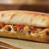 Buffalo Chicken Sandwich · Grilled chicken, onion, provolone cheese, cheddar cheese, hot sauce and blue cheese.