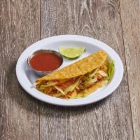 17. Shrimp Taco · Served with iceberg lettuce, tomato and topped with cheddar cheese. Hard shell taco.