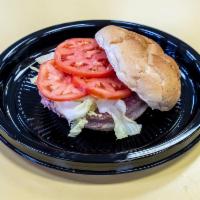1/4 lb. Hamburger · Comes with lettuce, tomato, ketchup, mayo, and side salad