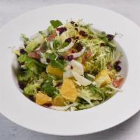 Salmon Cold Salad Dinner · Valerian salad, salmon, dill orange, and fennel.