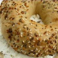 Toasted Bagel with Cream Cheese Roll · Bread made from yeast. 