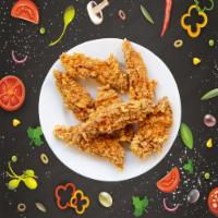 Chicken Strips  · 5 pieces. House spiced chicken tenders crumbed and deep-fried till golden and crisp.
