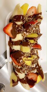 Banana Fruit  · Natural mango, strawberry and pineapple, served with three scoops of ice cream ( of your cho...