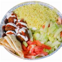 Chicken over Rice · Come with lettuce, tomato, onions and pita bread. Hot sauce white sauce