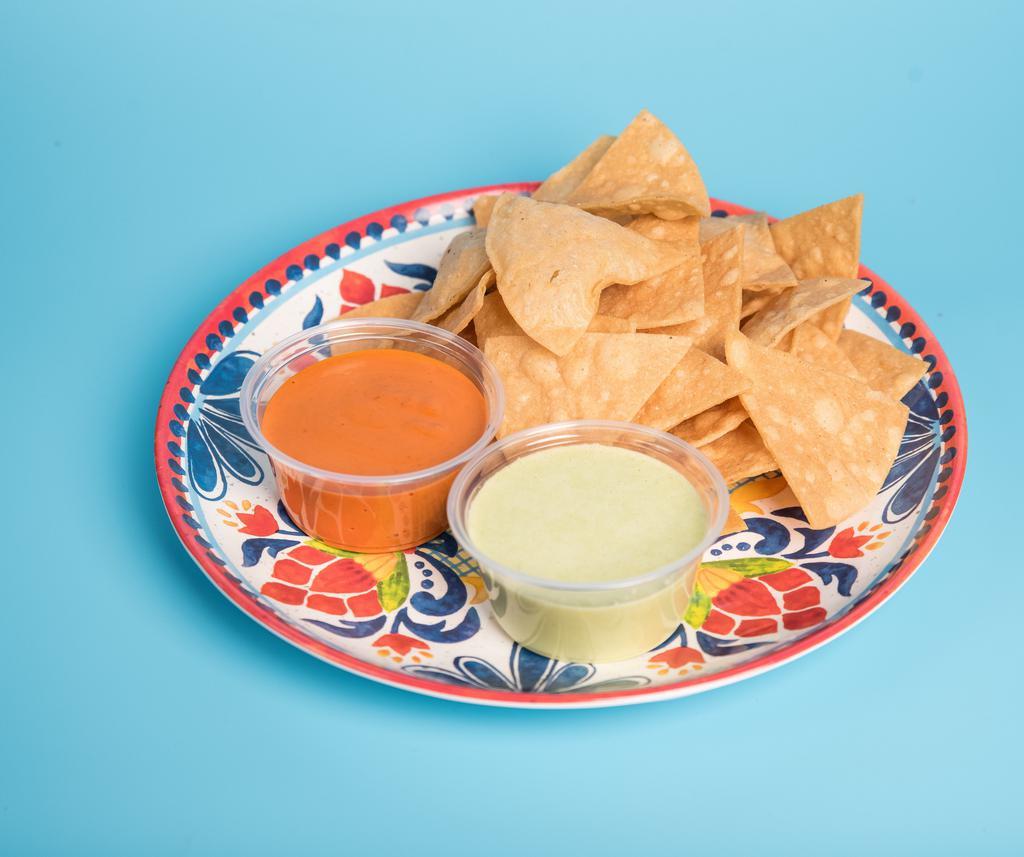 Chips and Salsa · Homemade tortilla chips and salsa.
