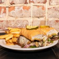Free Willie Philly · Thinly sliced beef or chicken breast, with sauteed onions and peppers then topped with chees...