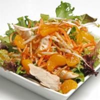 Asian Grilled Chicken Wrap · Mix greens, grilled chicken breast, Mandarin orange, carrots, almonds and wonton noodles wit...
