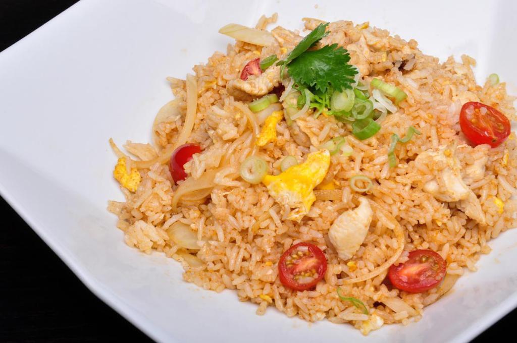Thai Fried Rice · Choice of protein with egg, grape tomato and onion.