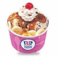 Banana Royale Sundae · We start by adding banana slices, add 2 scoops (2.5oz) of your favorite ice cream flavors, a...