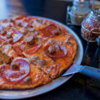 Meat Lover Pizza · Italian sausage, pepperoni, bacon, and meatballs.