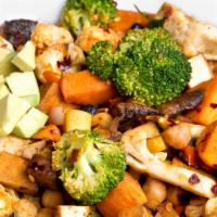 Plant Power Bowl · Organic non-GMO tofu, grilled portobello mushroom, quinoa, chopped garlic, sweet potato, squ...