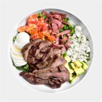 PH Chopped Salad · Certified Angus beef steak, romaine lettuce, tomatoes, avocado, all-natural turkey bacon bit...