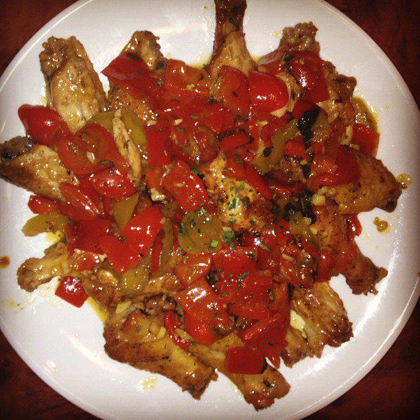 Scarpariello Wings (8 Pc) · 8 piece wings - tossed with hot & sweet peppers