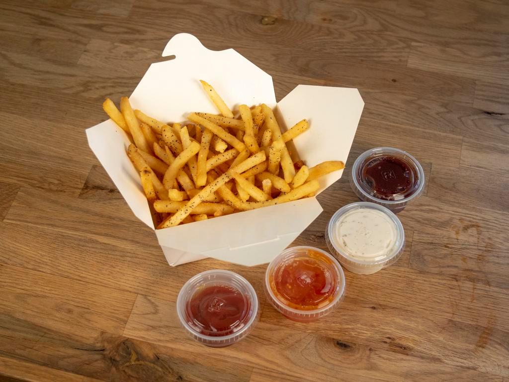 Urban Fries · Urban fries with our house flavored seasoned spices, served with your choice of dipping sauce.