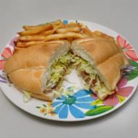Torta · Lettuce, tomato, onion and avocado. Served with french fries.