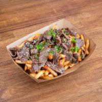 Loaded Fries · Sriracha, signature sweet heat sauce, green onions, mixed sesame seeds, and your choice of p...