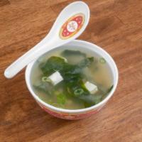 Miso Soup · Fresh miso soup with tofu, seaweed, and green onions