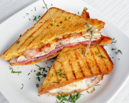 2 Eggs & Ham Sandwich · Fresh cooked eggs mixed with slices of ham on choice of bread.