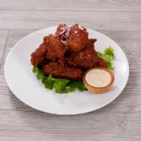 Breaded Wings · Served with carrots, celery and your choice of bleu cheese or ranch dressing.