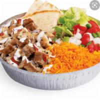 Halal Mix over Rice · Lamb and chicken. Served with soda.