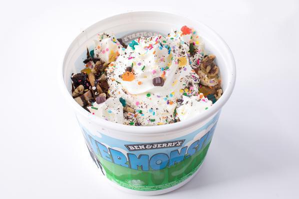 Vermonster · A monster of a sundae - 20 scoops of ice cream, hot fudge or caramel, banana, cookies, brownies, whipped cream and 4 of your favorite toppings.