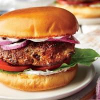 Turkey Burger · No antibiotics and hormones. Comes with avocado and herb mayo. Served with lettuce, tomato a...