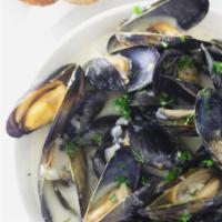 Pasta and Mussels · Served with choice of pasta, choice of sauce, bread and butter and Romano cheese.
