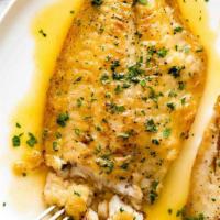 Fillet of Flounder Francaise · Served with choice of leek rice or pasta.