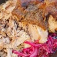 Roast Pork · Meal size come with white Rice Or Yellow Rice and Beans two portion of meat .
Please chose w...