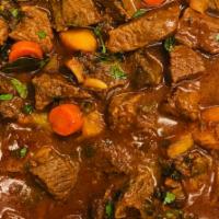 Beef Stew  · Lunch size come with white Rice Or Yellow Rice and Beans one portion of meat .
Please chose ...