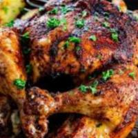 Roasted chicken  · Lunch size come with white Rice Or Yellow Rice and Beans one portion of meat .
Please chose ...